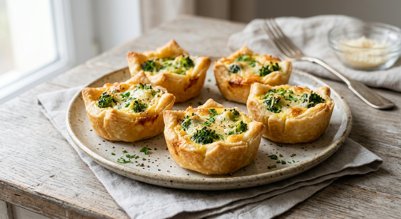 Mini quiche au brocoli et crème de parmesan
