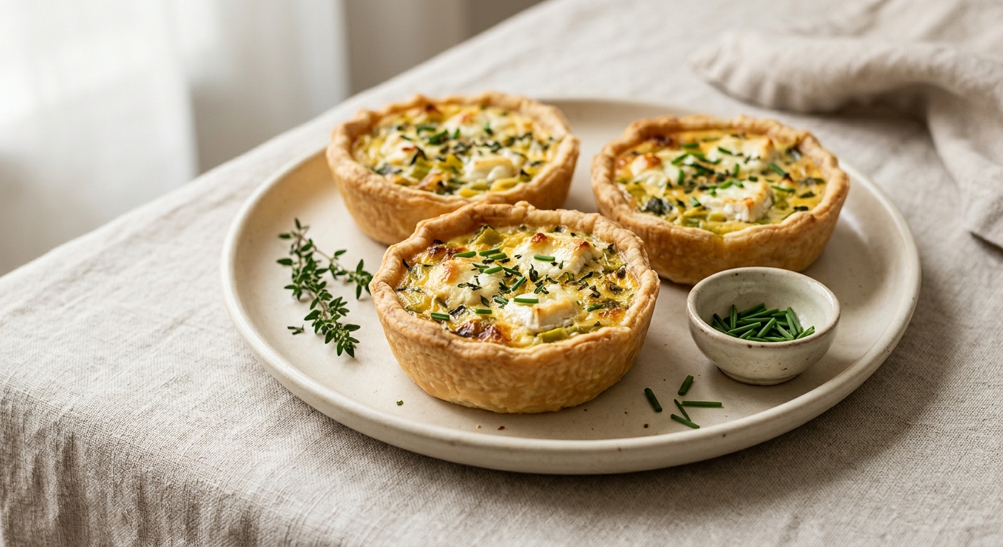 Mini quiches aux poireaux et au chèvre