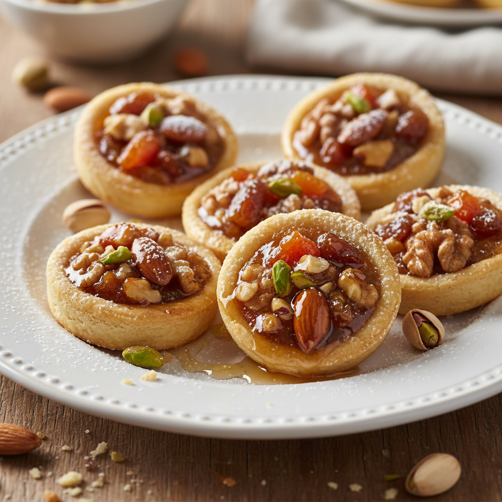 Minitartelettes au miel et aux fruits secs