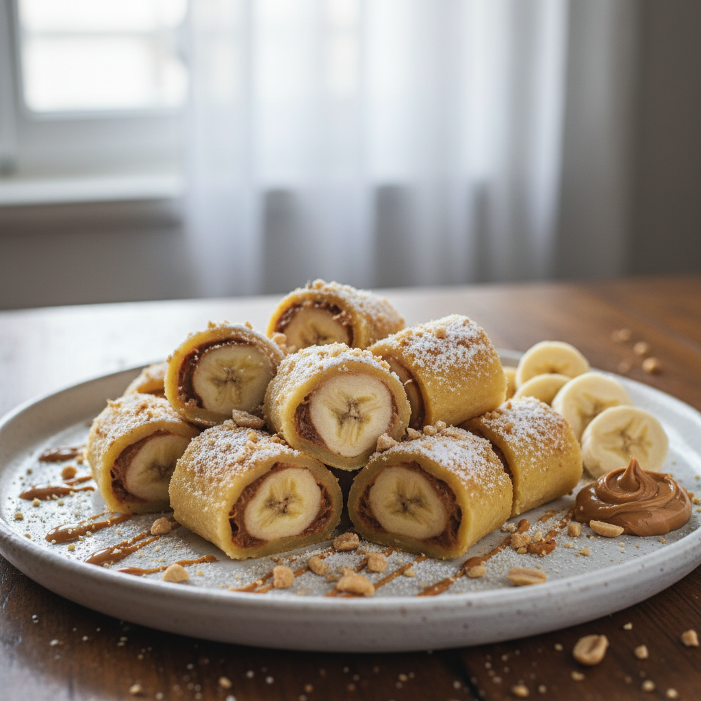 Mochis roulés banane-beurre de cacahuètes