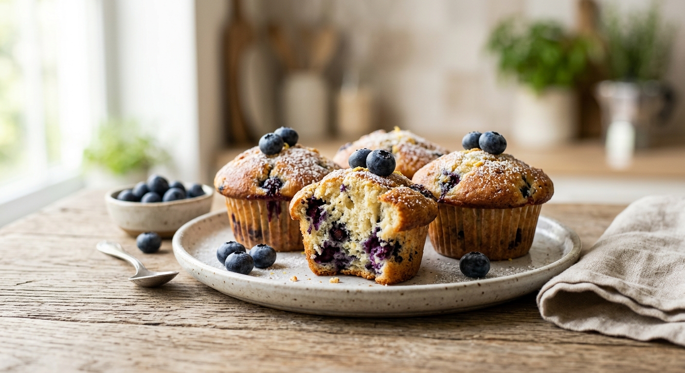 Muffins aux myrtilles et au fromage blanc