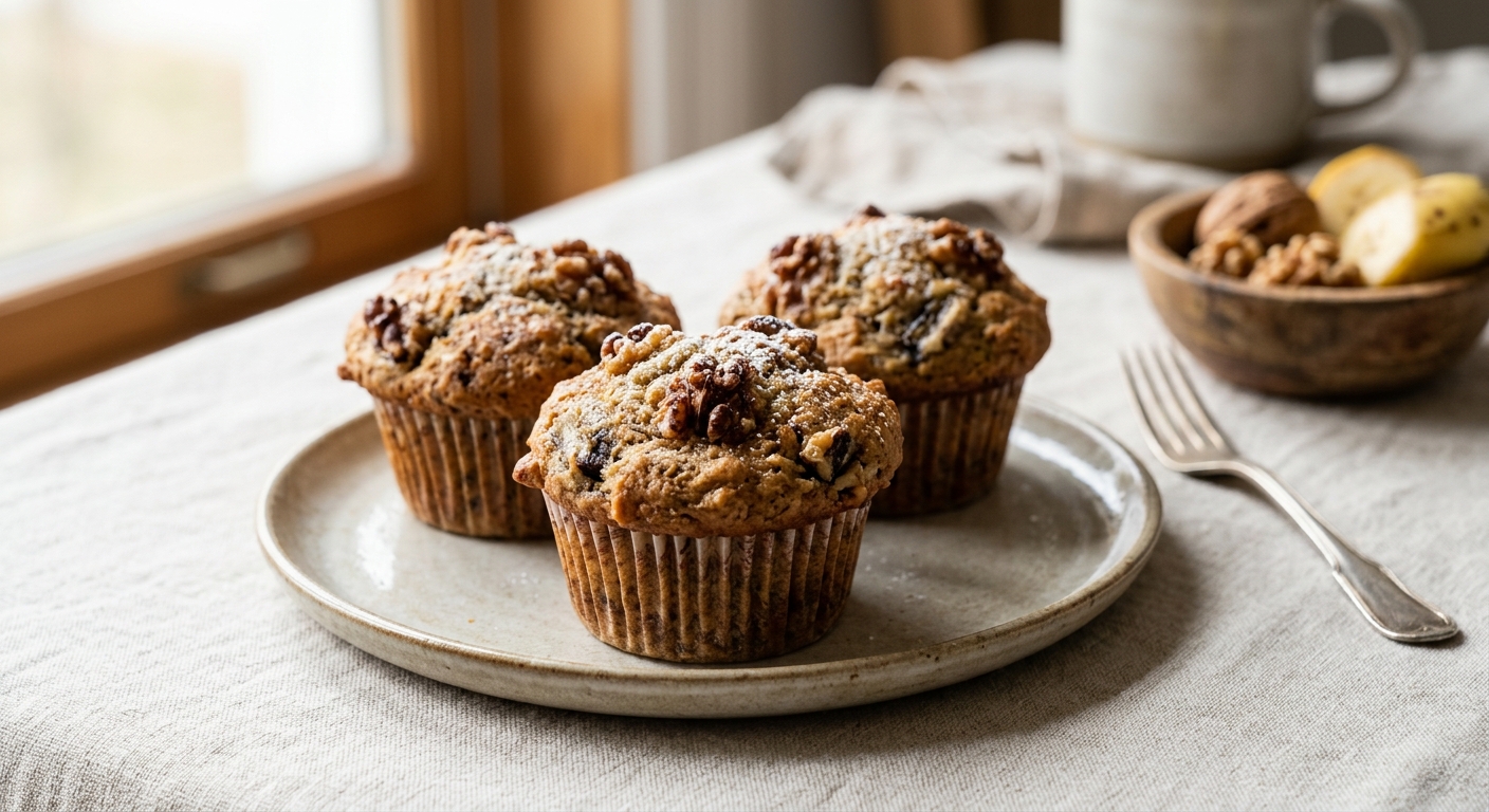 Muffins bananes et noix