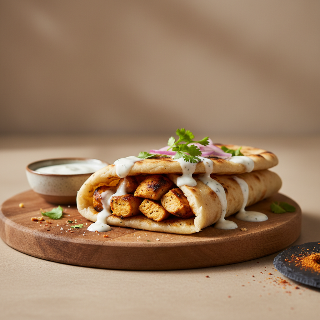 Naan roll au kebab de poulet