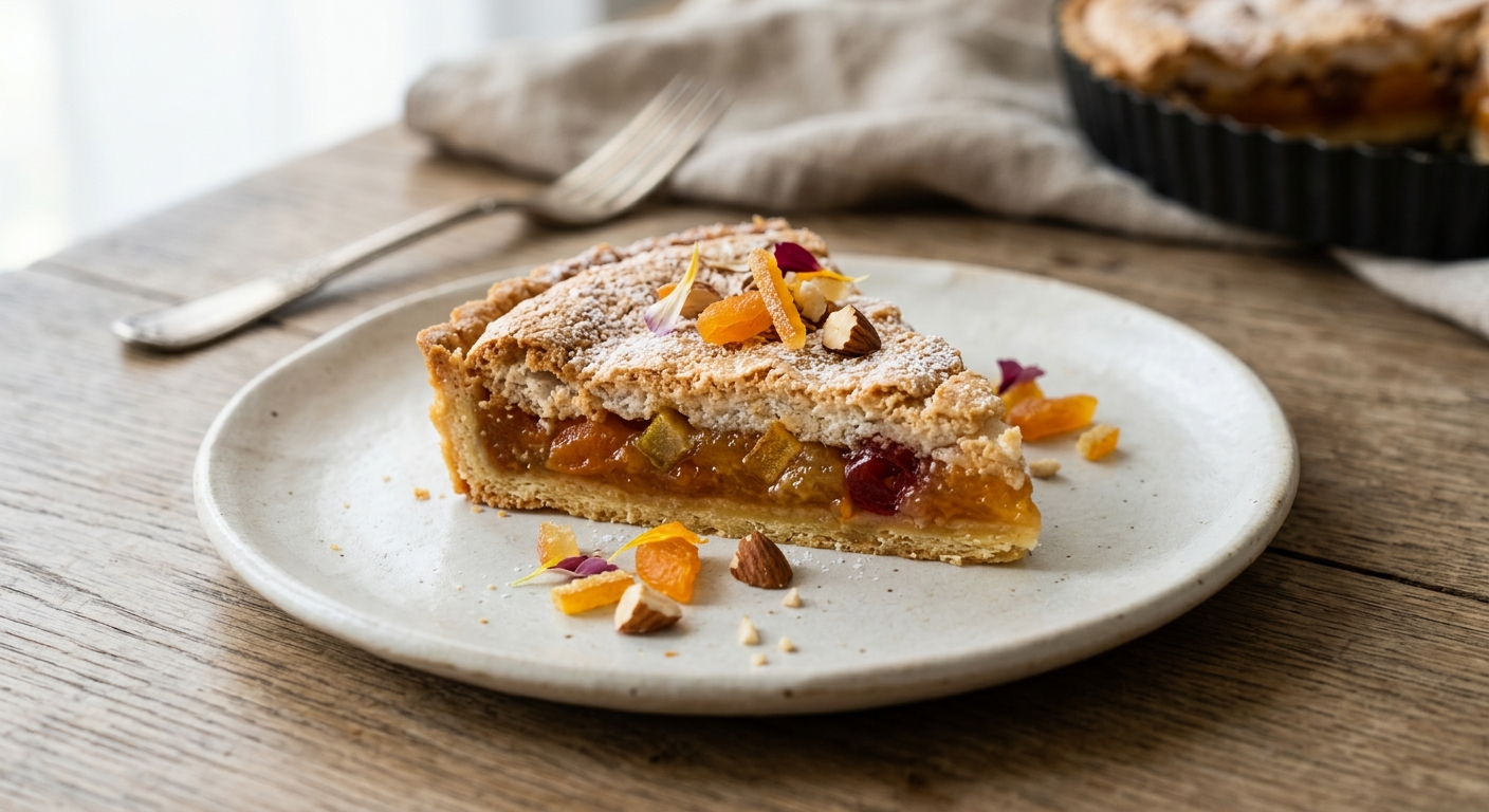 Nougat de Tours : tarte meringuée aux abricots et fruits confits