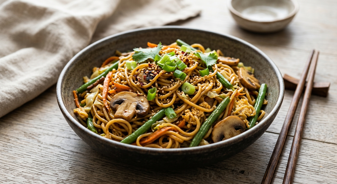 Nouilles sautées aux légumes & oeufs