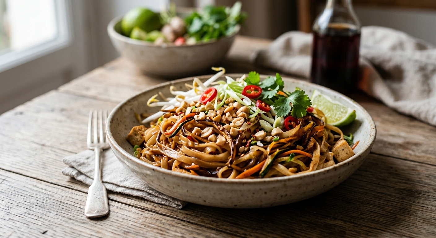Nouilles sautées façon pad thaï aux épluchures de légumes et sauce tamarin par Carrie Solomon