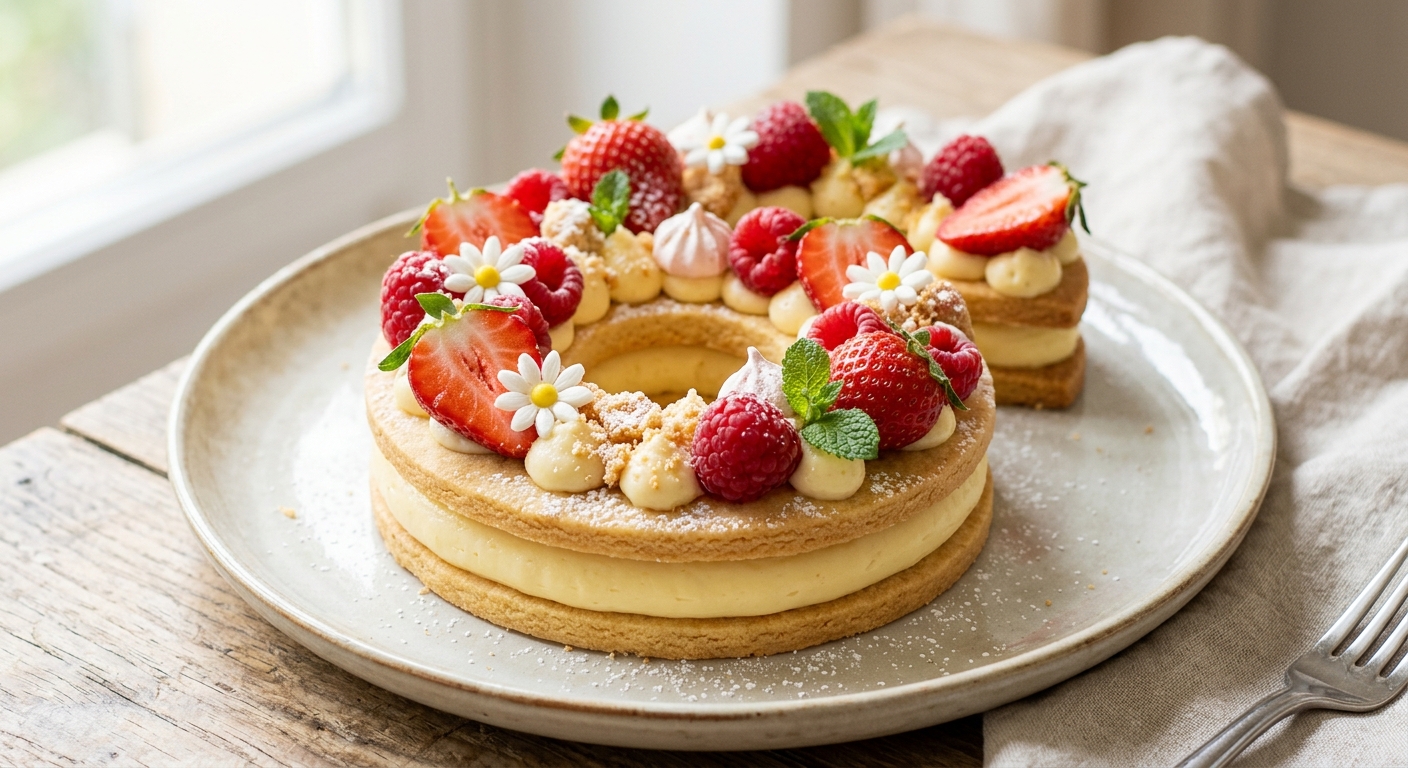 Number cake 6 ans aux fraises et framboises, crème citron