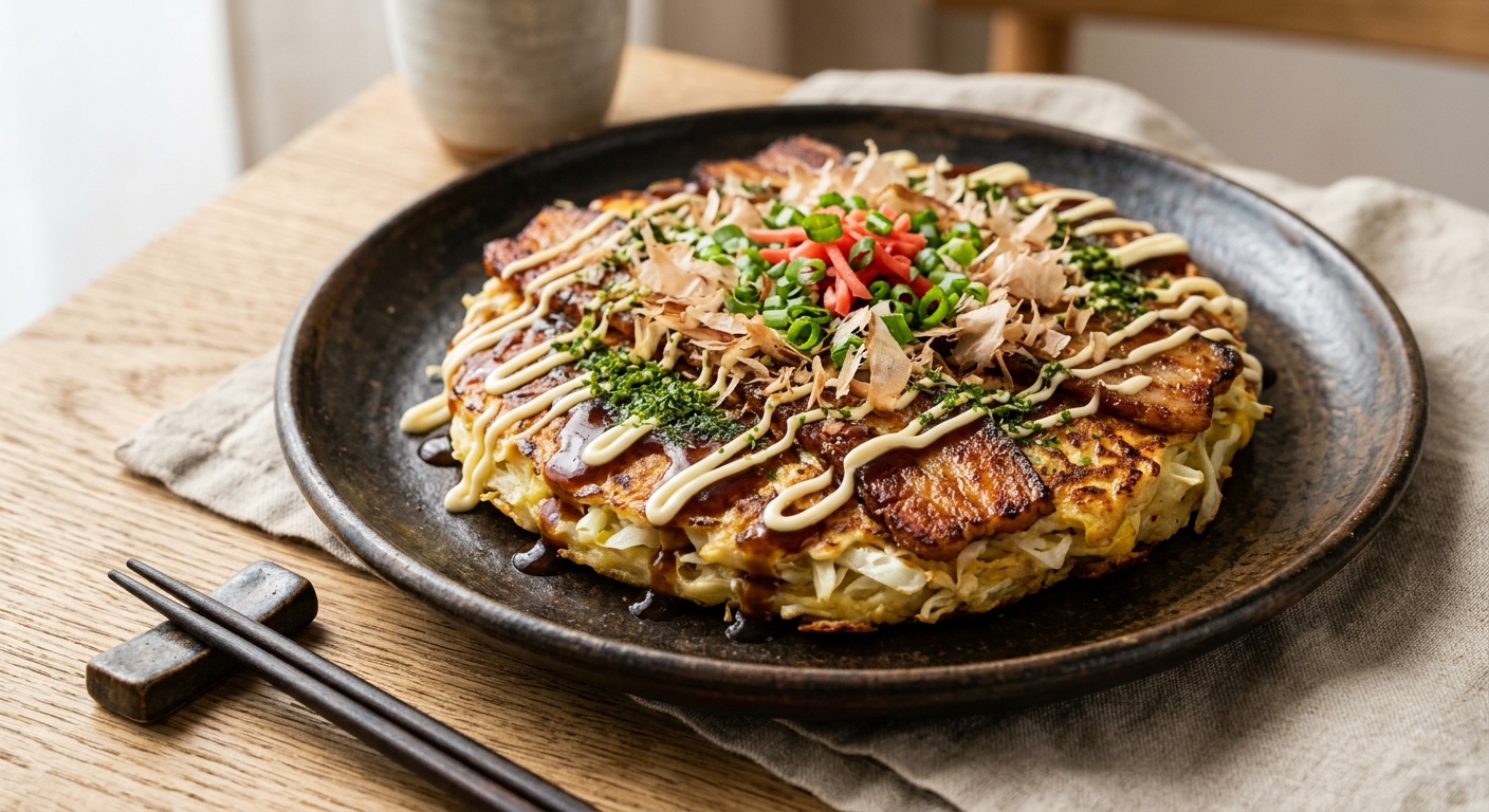Okonomiyaki ou 'crêpe' japonaise