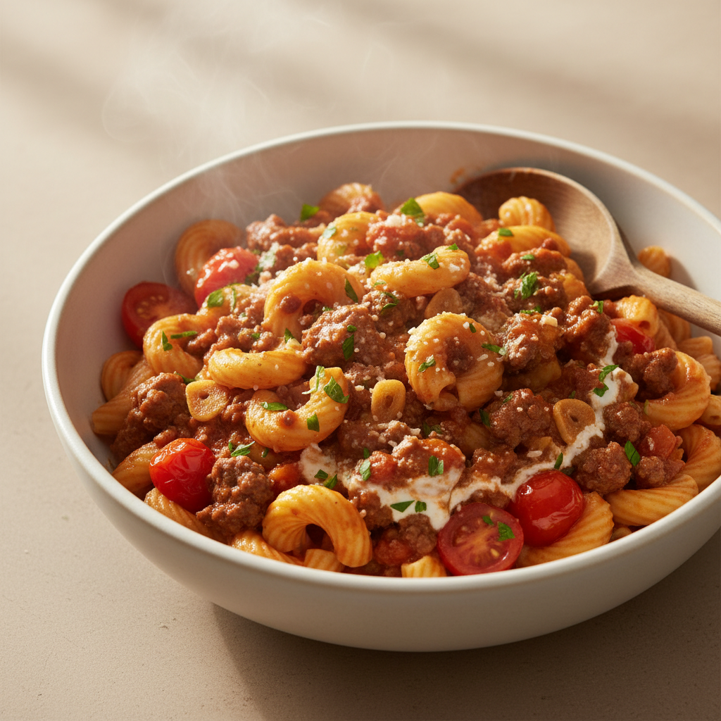 One pot pâtes au boeuf haché