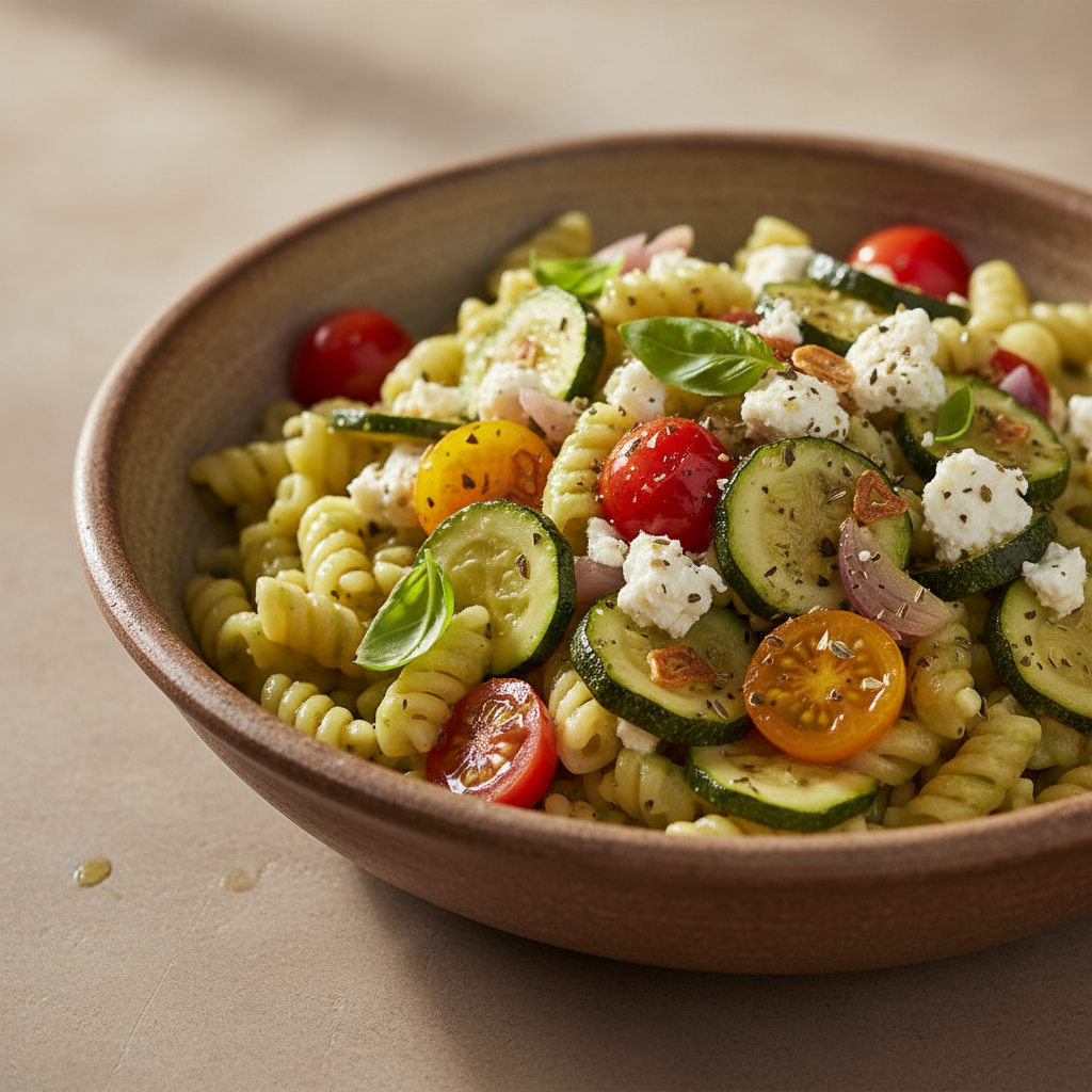 One pot pâtes aux courgettes et feta