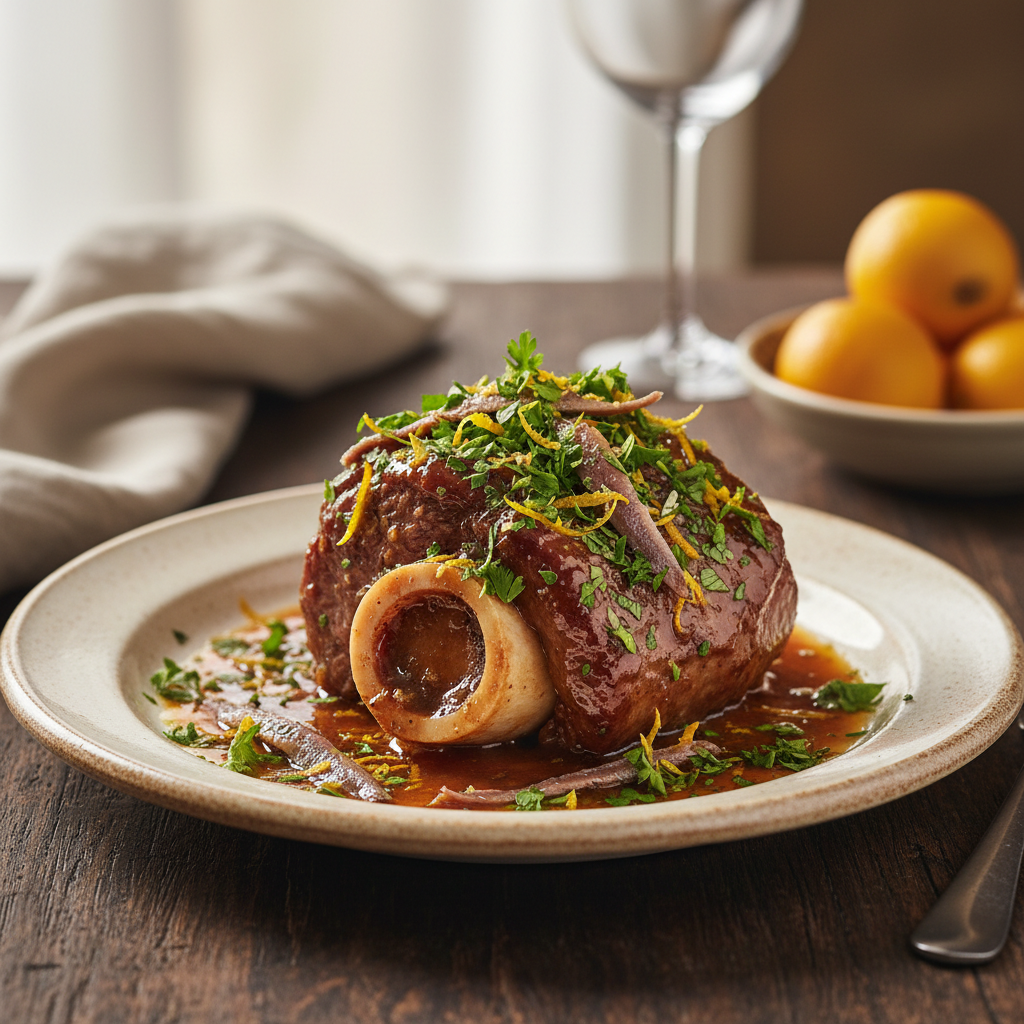 Ossobuco à ma façon : zestes d’agrumes, anchois et persil