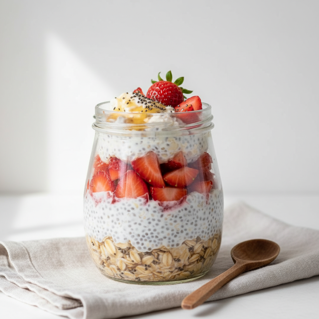 Overnight oats fraise et chia