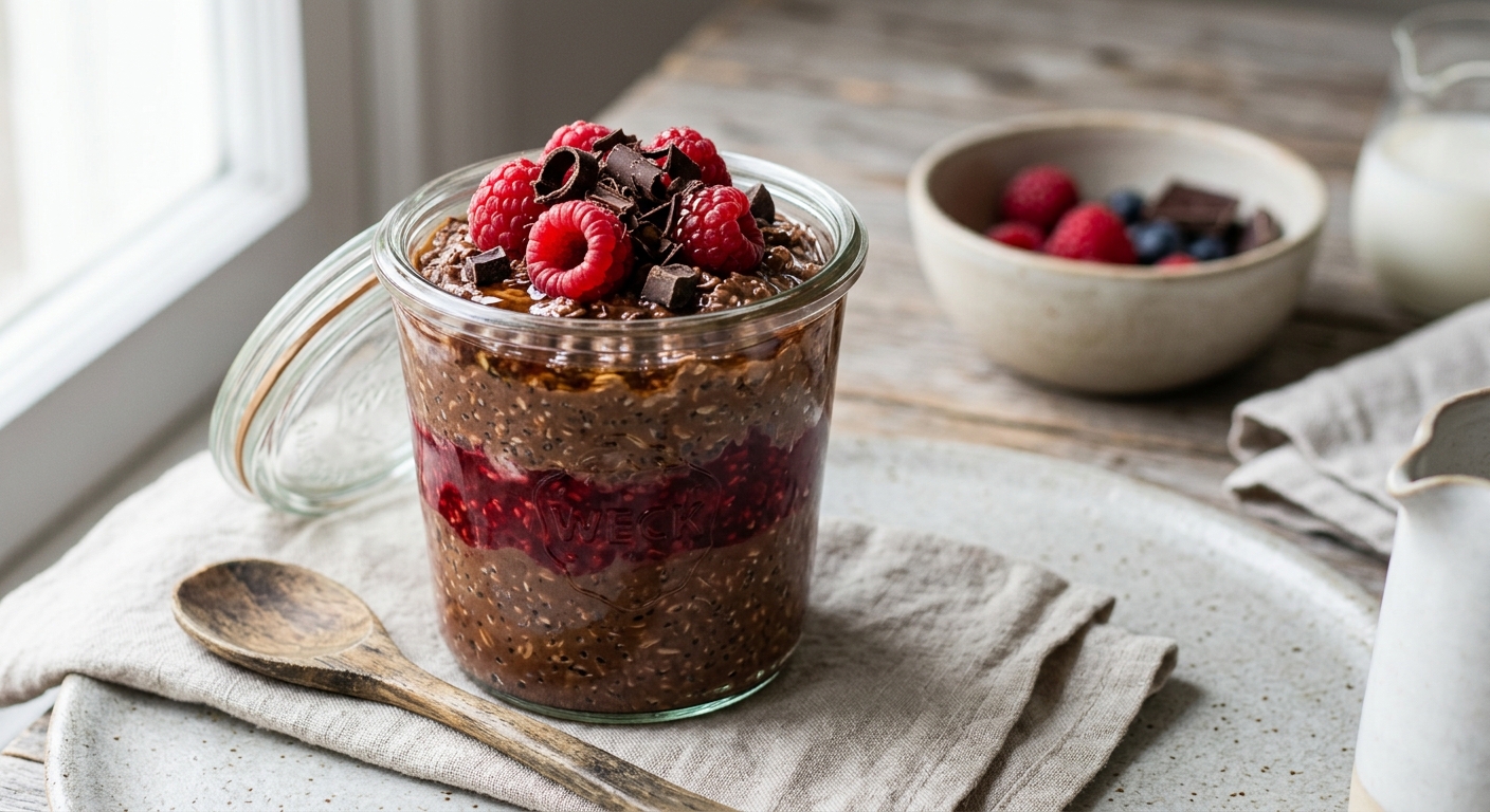 Overnight oats framboises & chocolat