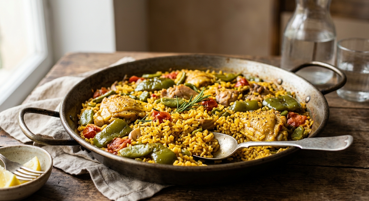 Paella valenciana (sans fruits de mer)