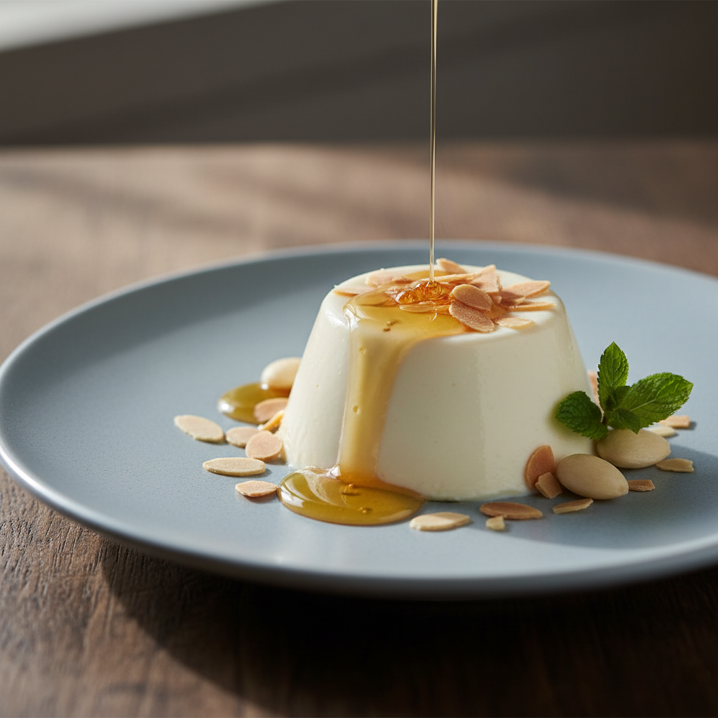 Panna cotta comme un blanc-manger, aux amandes et au miel