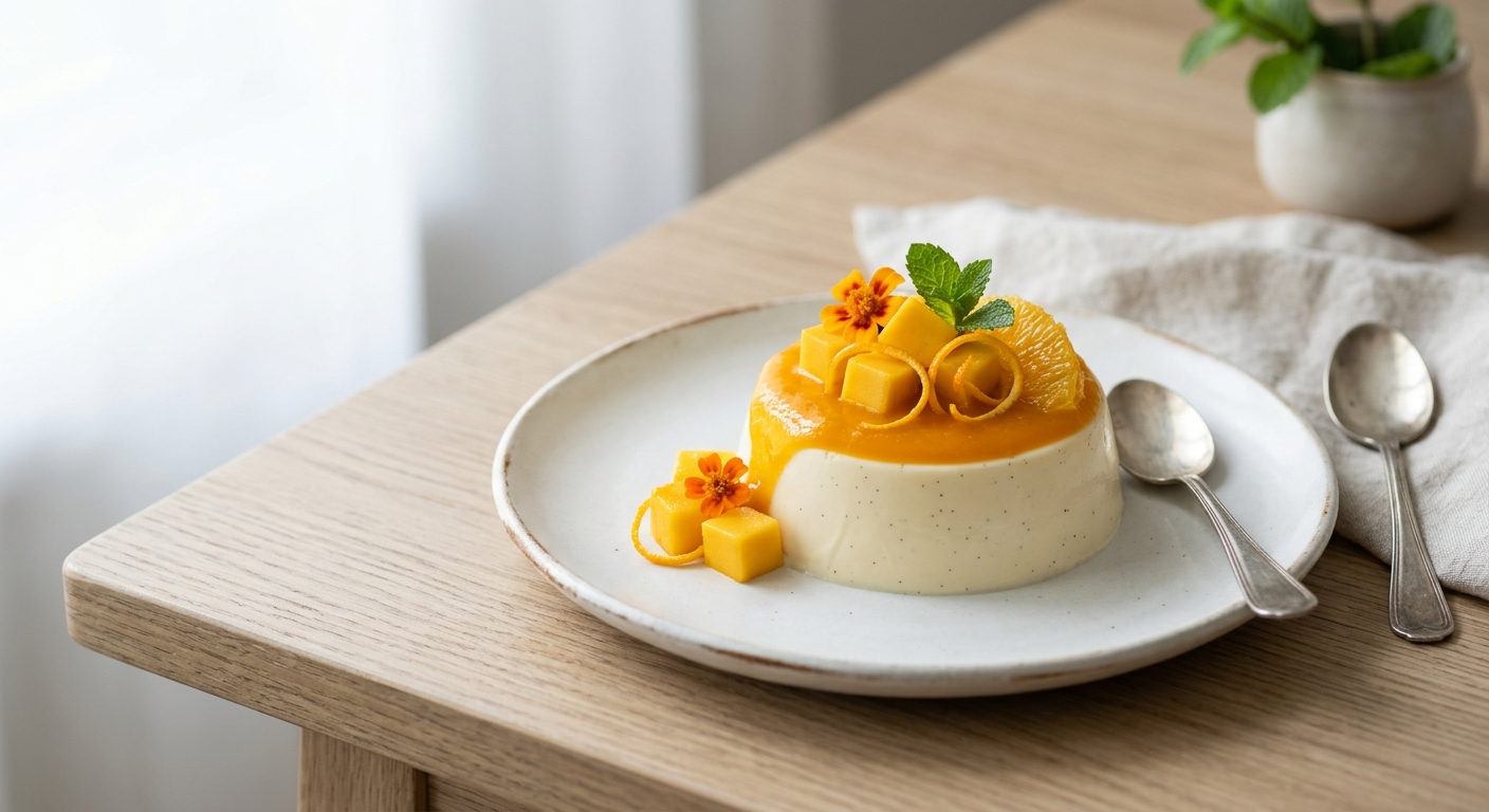 Panna cotta orange mangue