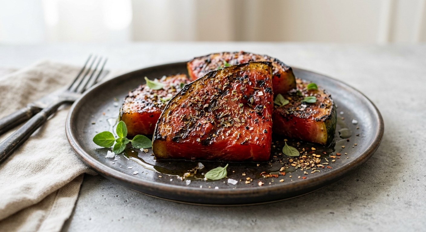 Pastèque grillée au barbecue (Smoked watermelon ham)