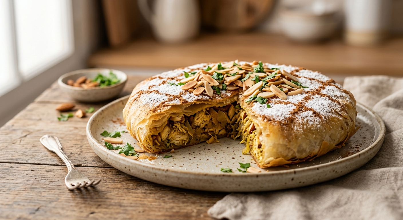 Pastilla au poulet (tourte marocaine aux feuilles de brick)