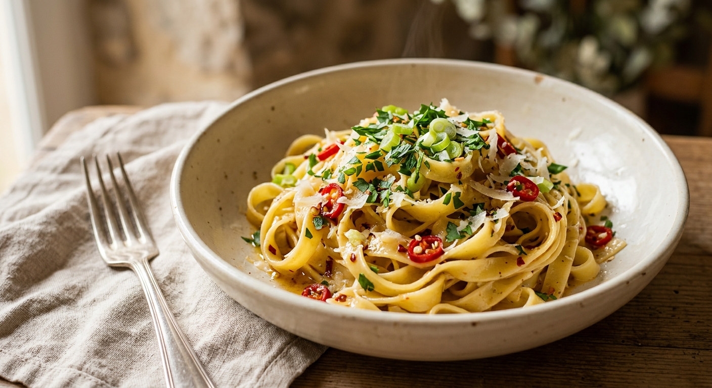 Pâtes à la sauce peperoncino piccante (sauce pimentée)