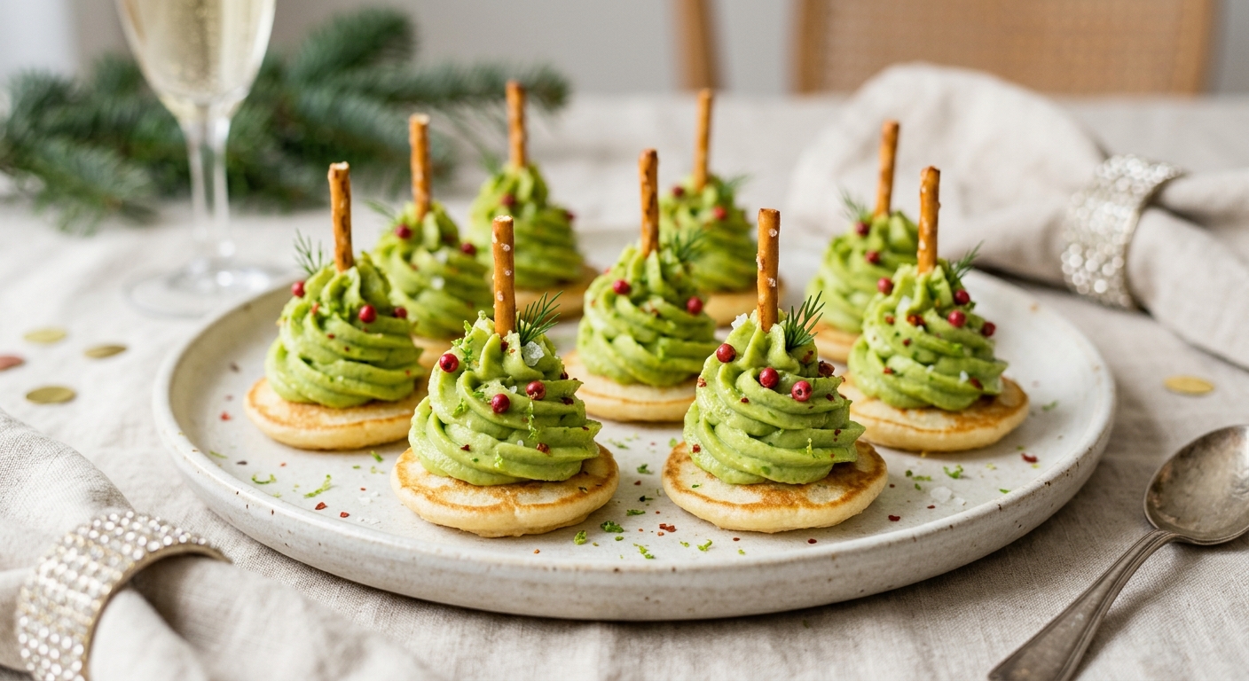 Petits sapins blinis guacamole, l'apéro original du nouvel an