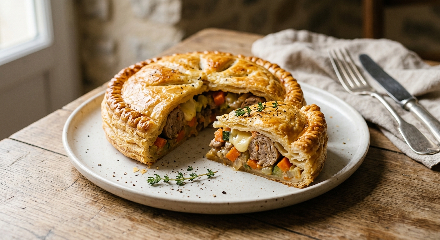 Pies d'andouillette aux petits légumes (tourte)