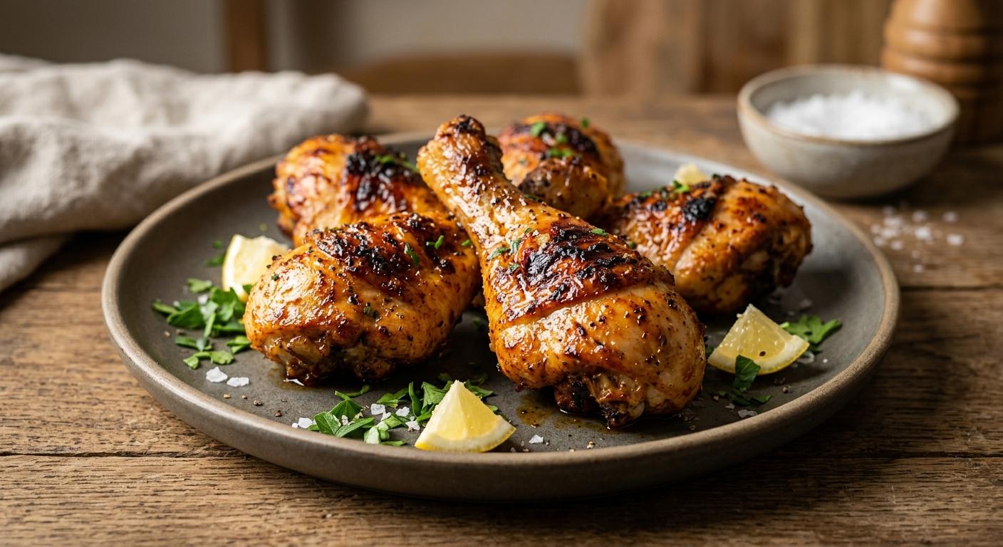 Pilons de poulet à l'air fryer, marinade miel citron paprika