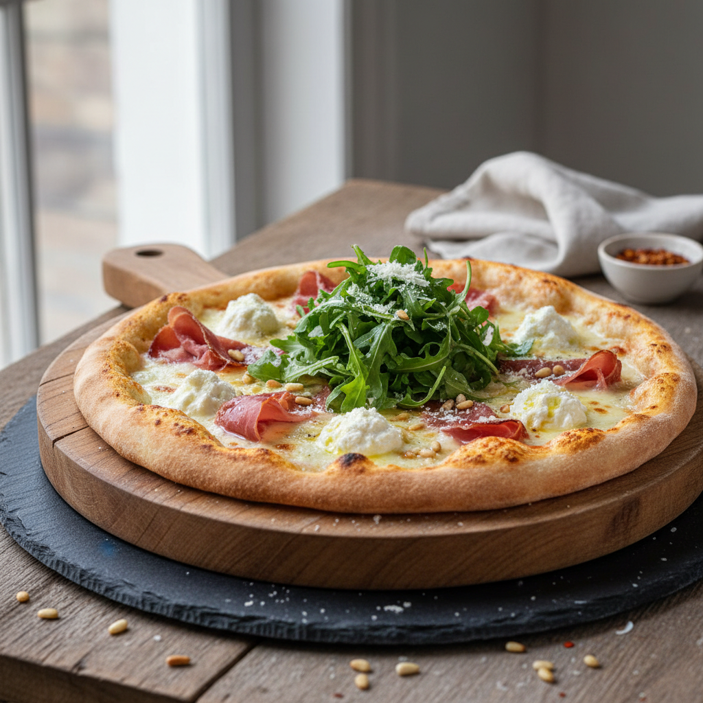 Pizza au speck et à la roquette