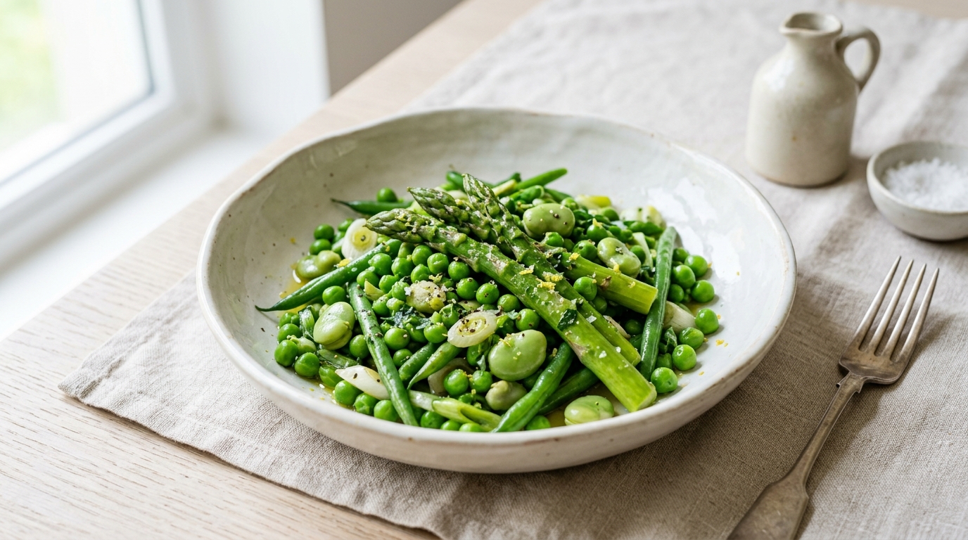 Poêlée de légumes verts de printemps