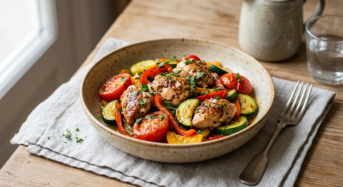 Poêlée de poulet & légumes d'été