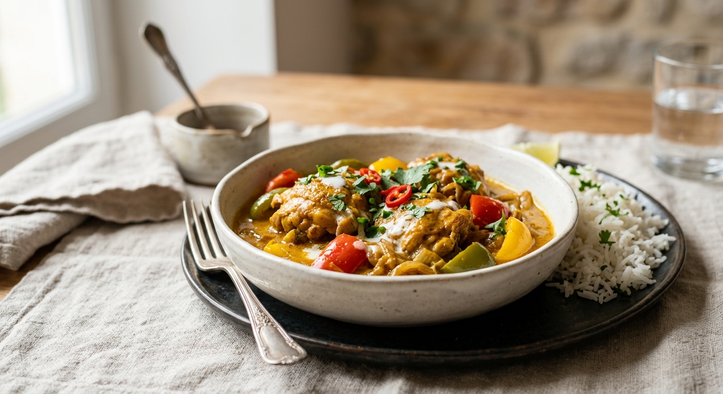 Poulet au curry et aux poivrons maison facile