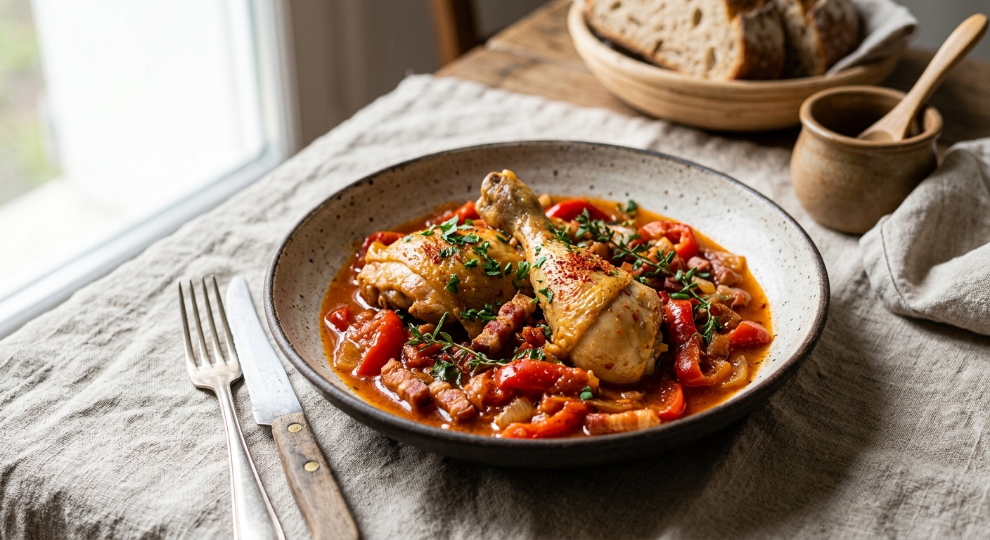 Poulet basquaise au piment d'espelette