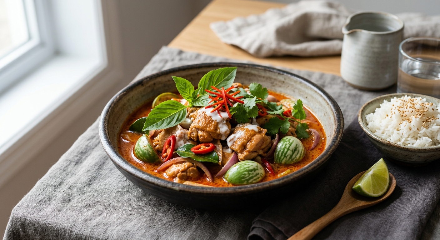 Poulet thaï au curry rouge et lait de coco