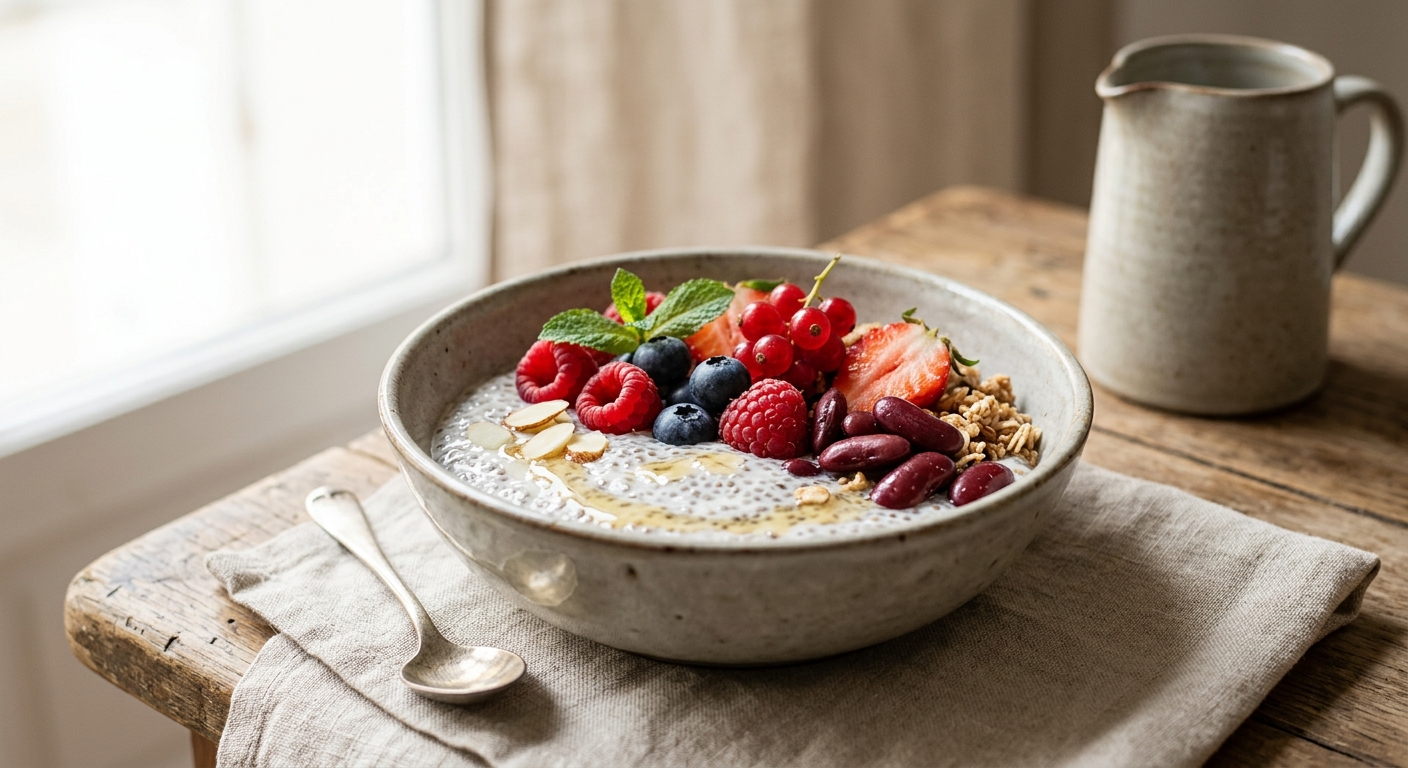 Pudding aux graines de chia et fruits rouges