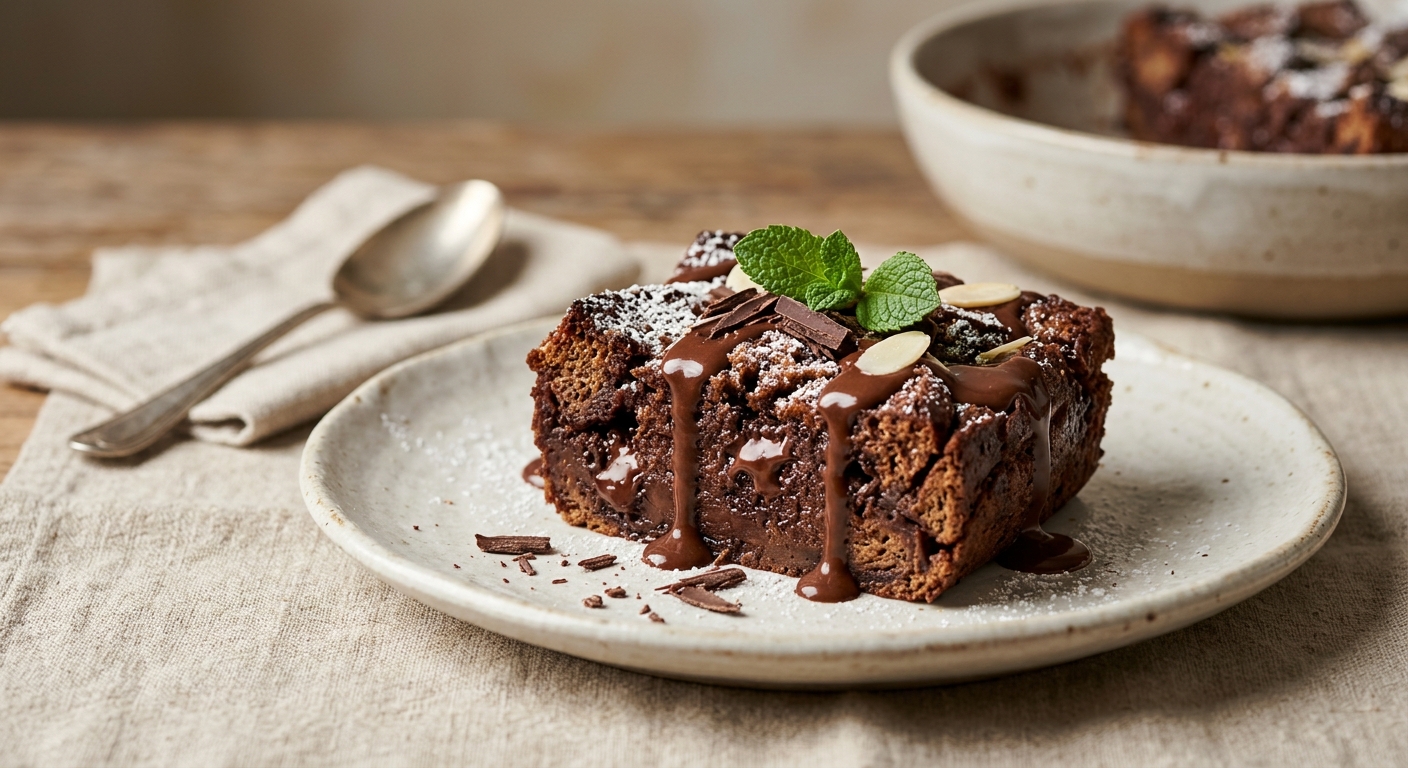 Pudding de pain complet au chocolat