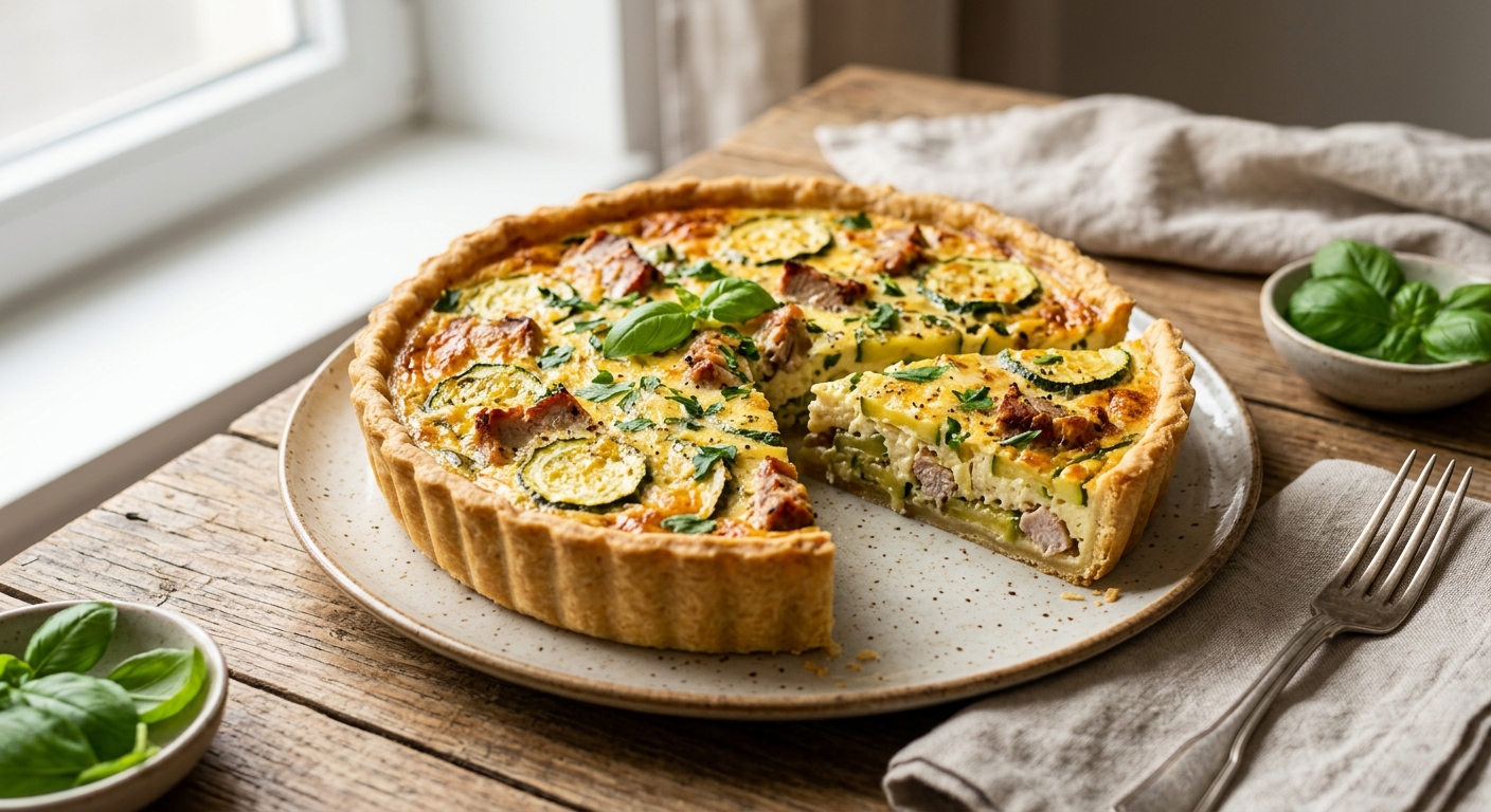 Quiche aux courgettes et rôti dite "Miam Miam"