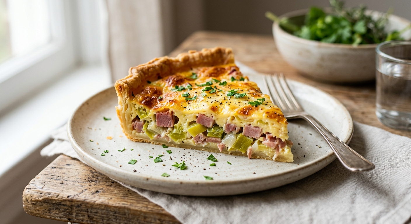 Quiche aux poireaux et au jambon facile