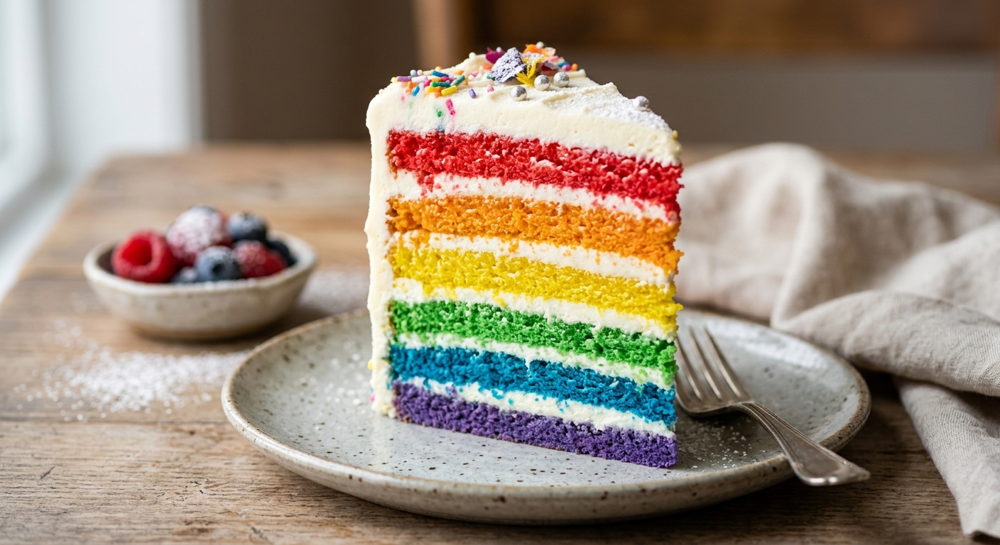 Rainbow cake (layer cake arc-en-ciel)
