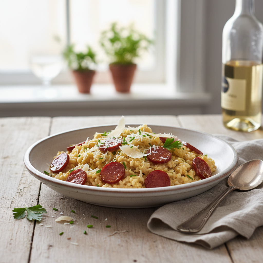 Risotto de chou-fleur au chorizo & parmesan