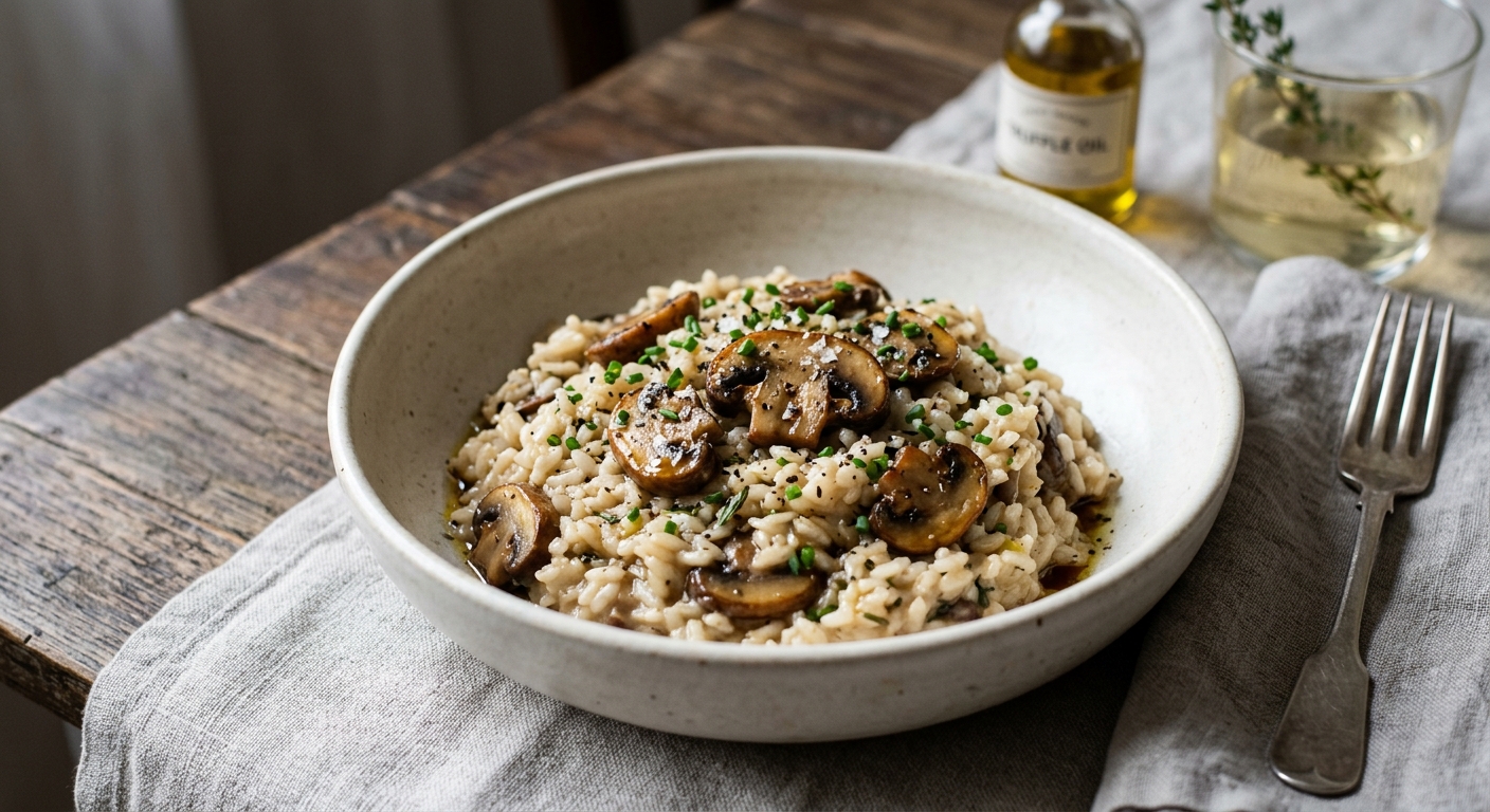 Riz aux champignons et saveur truffée