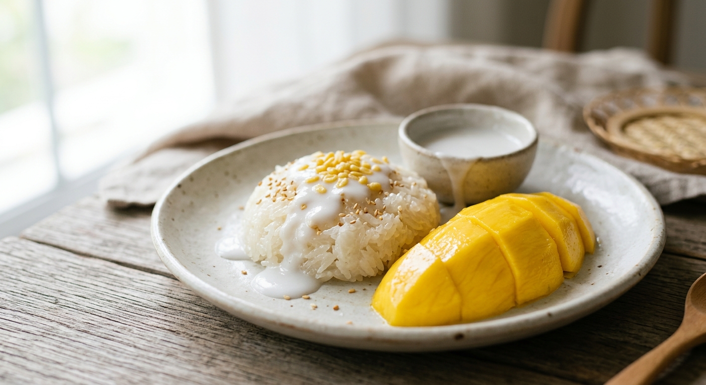 Riz gluant à la mangue et au lait de coco (Khao niao mamuang)