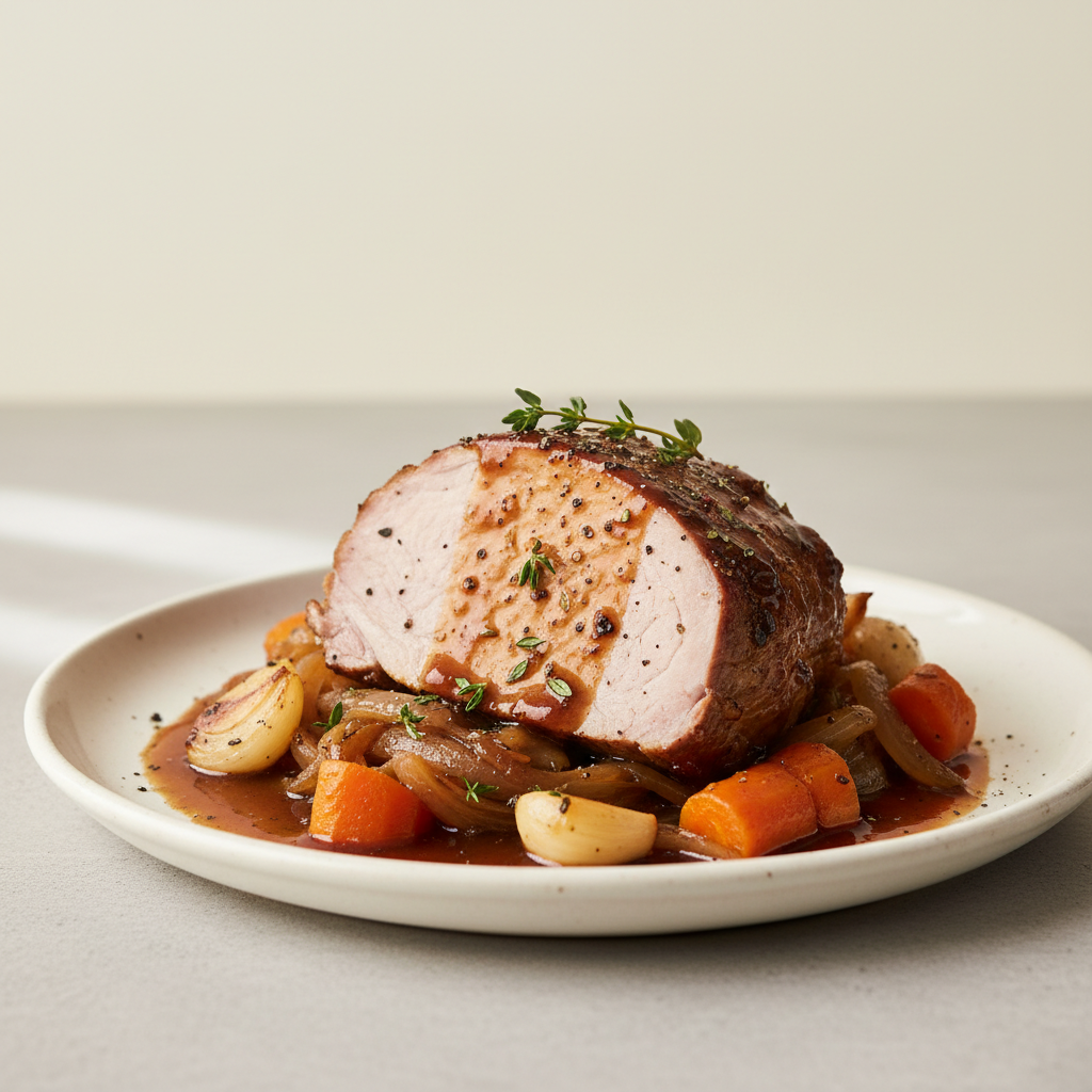 Rôti de porc à la bière brune