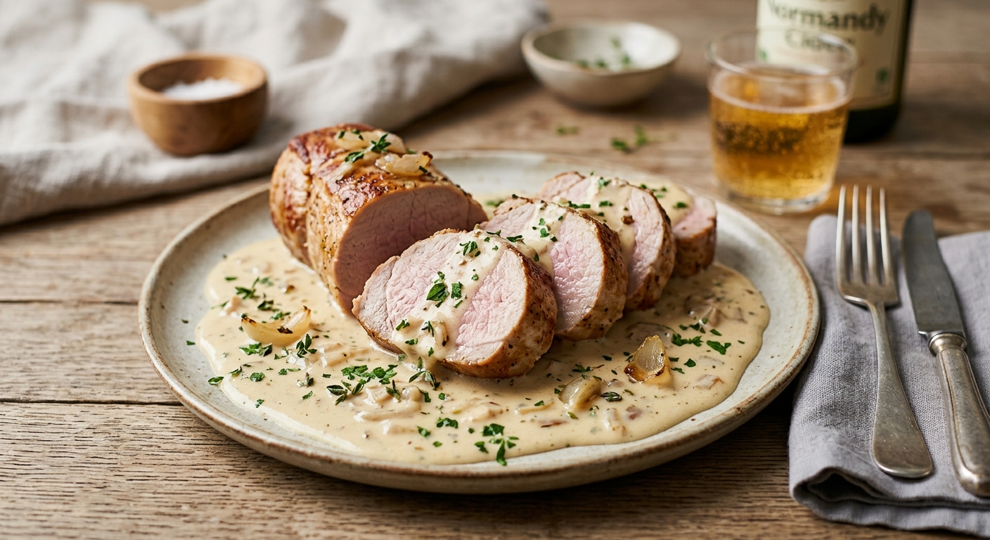 Rôti de porc sauce au camembert et au cidre