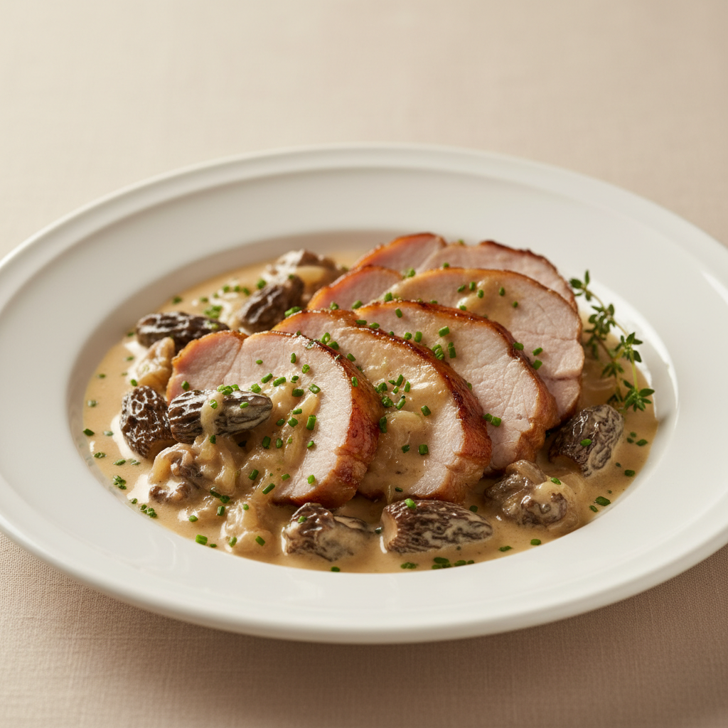 Rôti de porc sauce aux morilles