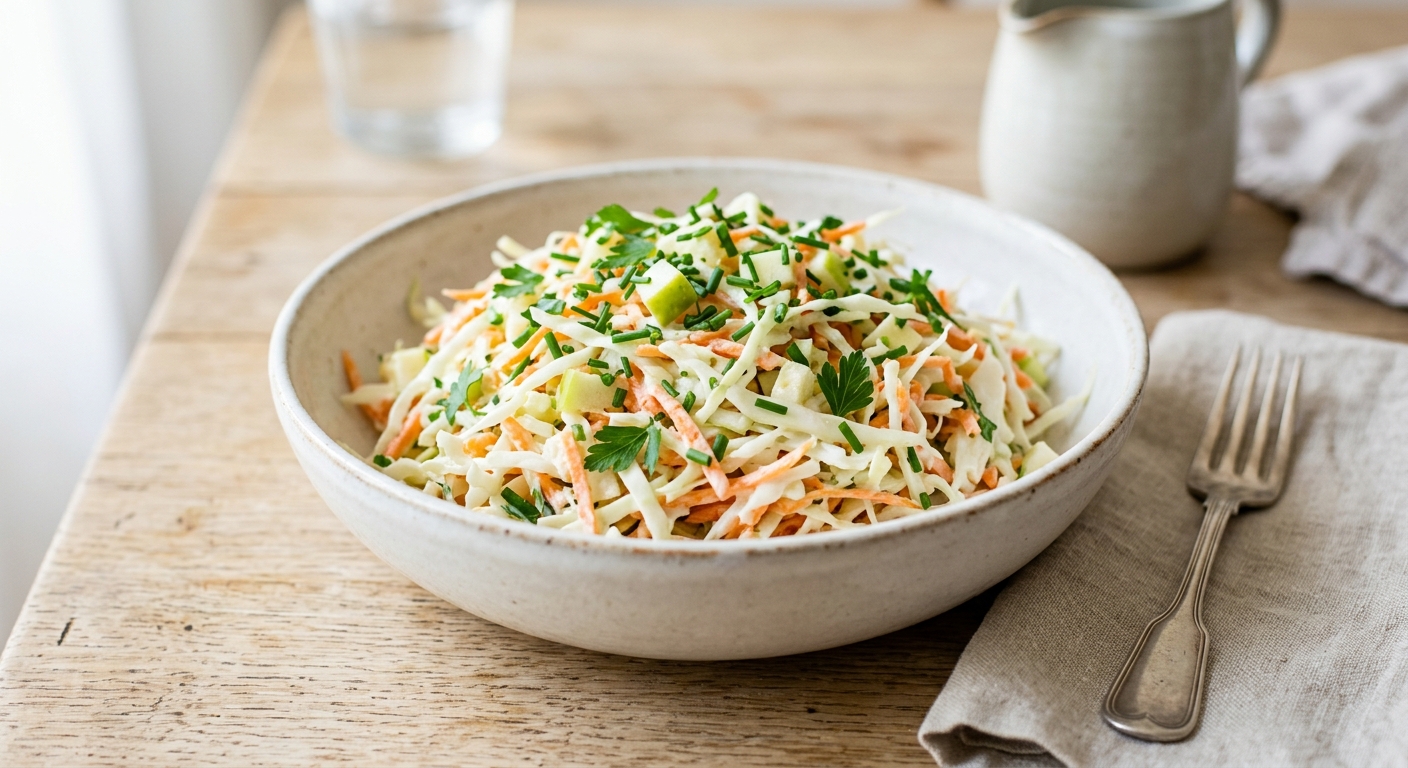 Salade Coleslaw, sauce allegée au fromage blanc