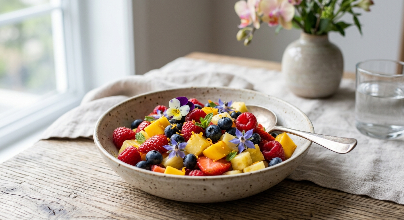 Salade de fruits aux fleurs