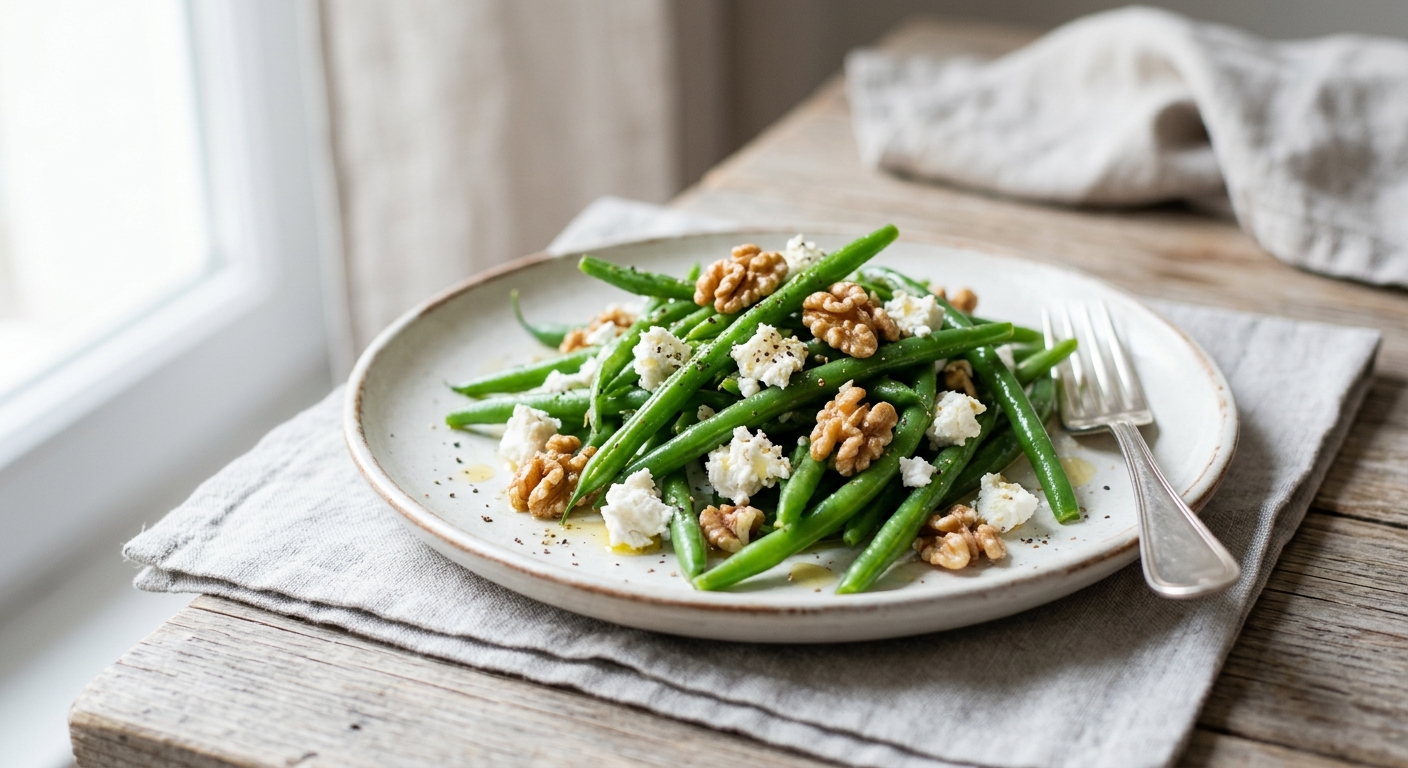 Salade de haricots verts fromagère