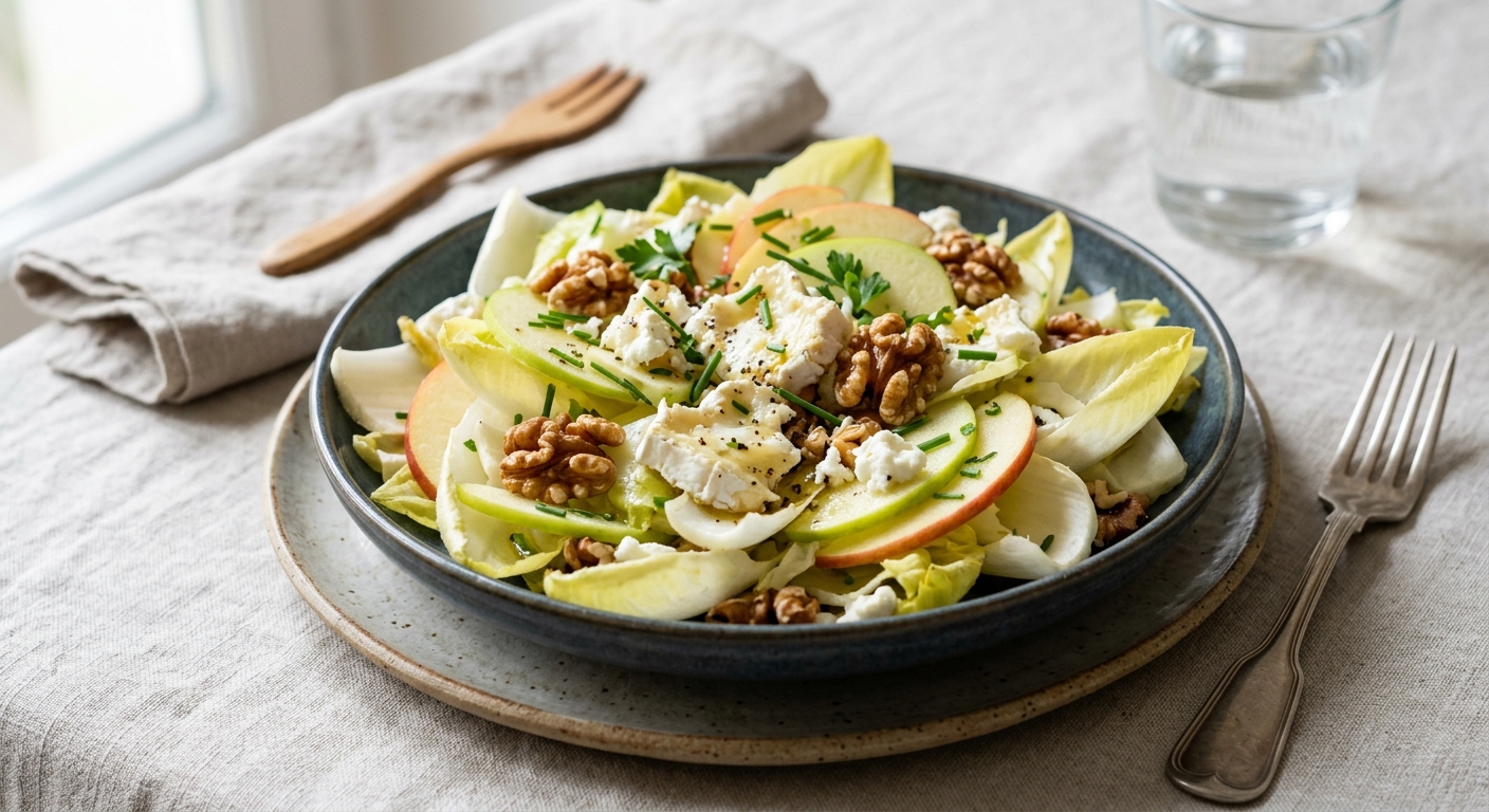 Salade d’endives au chèvre, pomme et noix