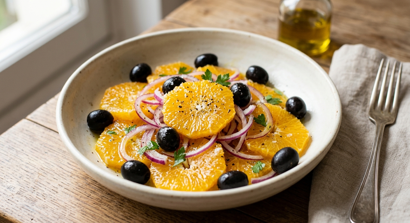 Salade d'oranges, oignons et olives