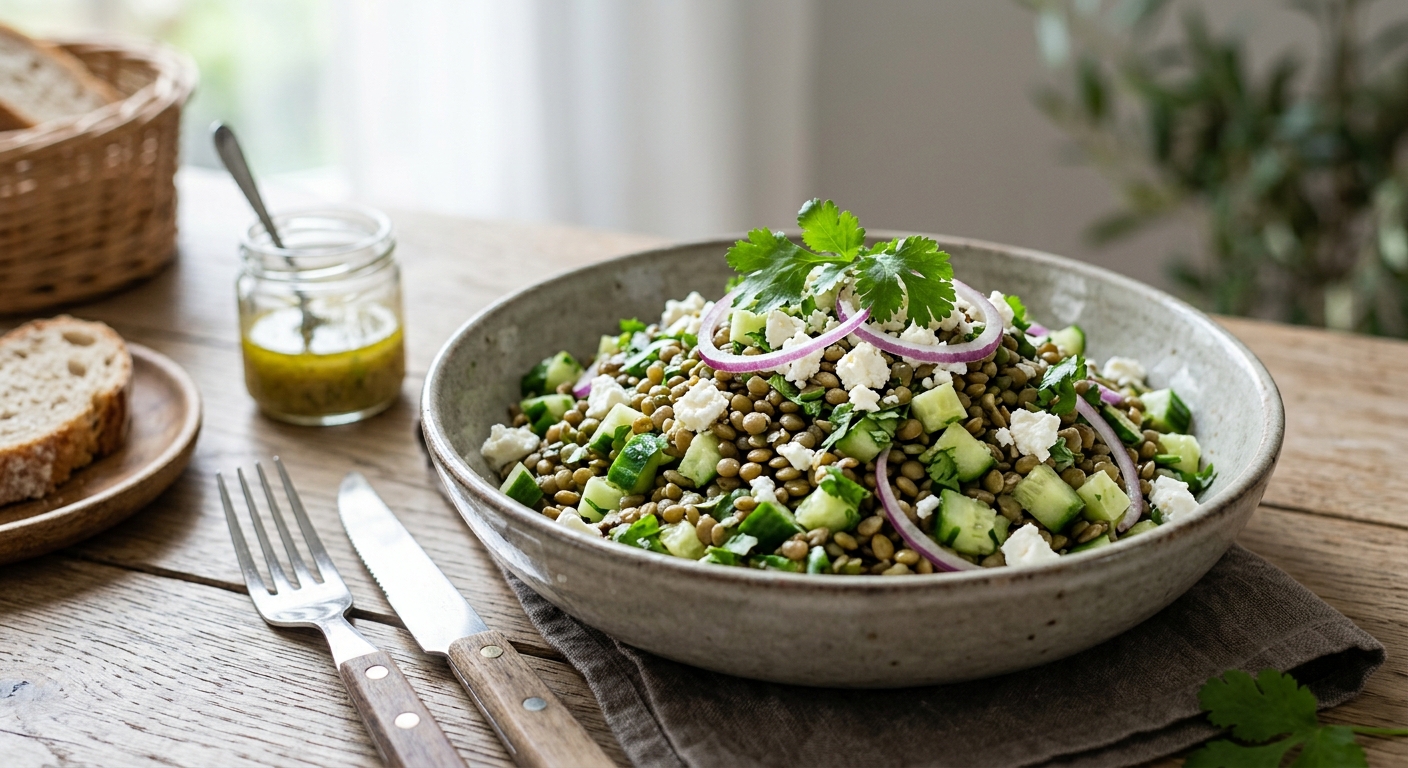 Salade lentilles, concombre & feta