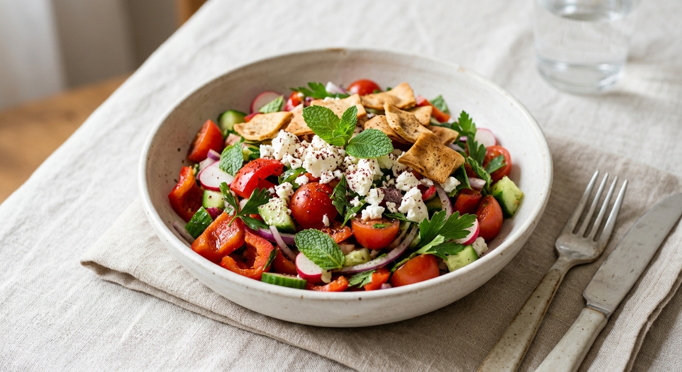 Salade libanaise Fattouche à la feta